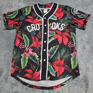 Crooks And Castles Button Up Jersey All Over Print Men's US S Tropical Flower